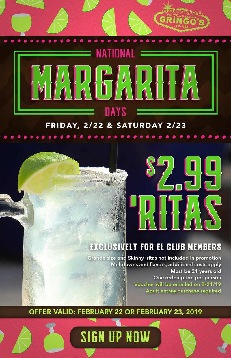 National Margarita Day 2019 Gringos TexMex