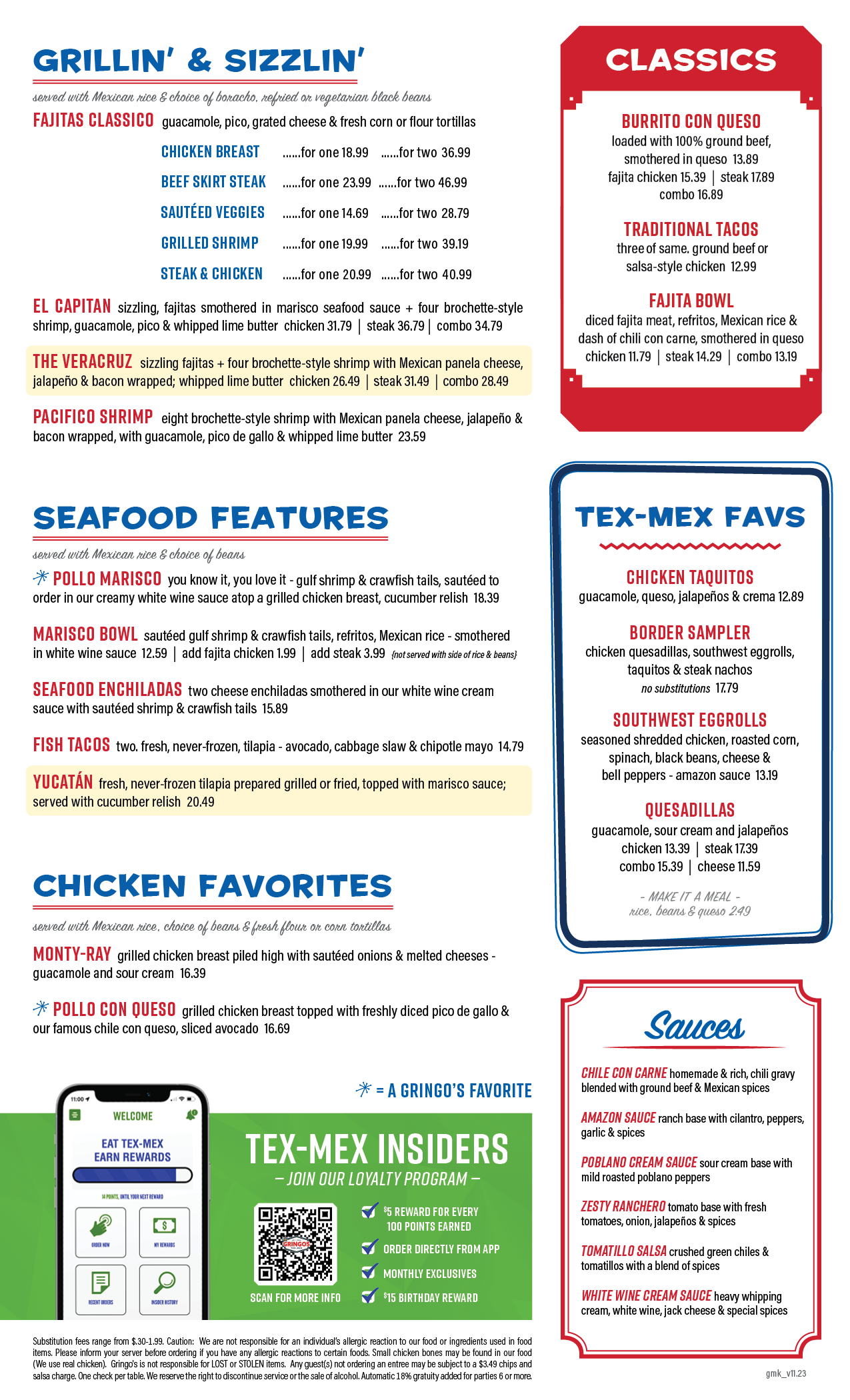 Gringo menu deals